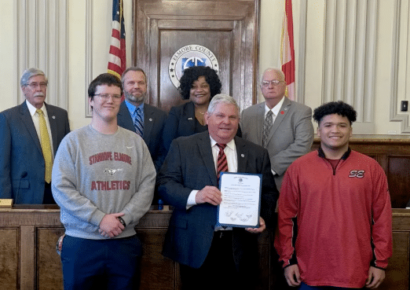 State Champion Wrestler Dominic Sager recognized during Commission Meeting