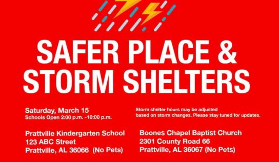Prattville Kindergarten, Marbury High to open as storm shelters with approaching storm threat