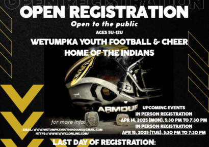 Open Registration for Wetumpka Youth Football, Cheer announced
