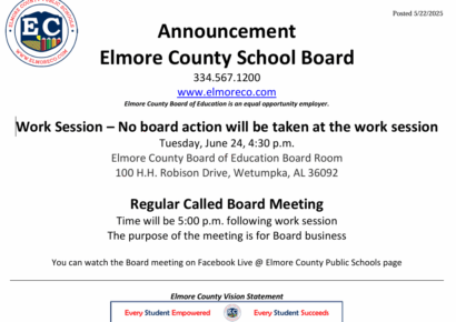 Elmore County School Board meeting set for June 24