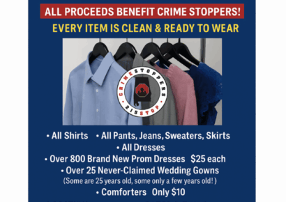 Jim Massey’s: Unclaimed clothing sale to benefit CrimeStoppers