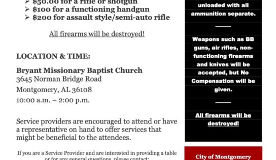 Gun Buyback event is June 28 in Montgomery; All firearms will be destroyed