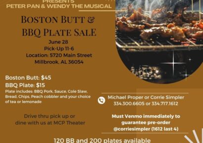 Millbrook Community Players Boston Butt & BBQ Plate Sale is June 28