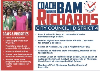 Antonio ‘Coach Bam’ Richards announces candidacy for Prattville City Council District 4