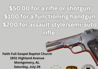 CrimeStoppers hosting another Gun Buyback event in Montgomery Saturday