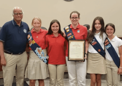 American Heritage Girl Abby Sumner recognized by Millbrook Mayor for service project award