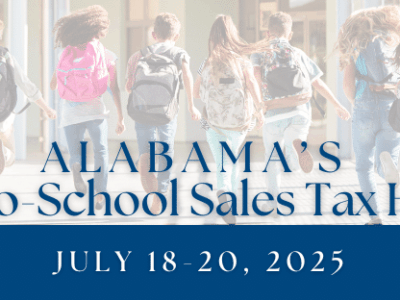 Alabama’s 20th Annual Back-to-School Sales Tax Holiday Set for July 18–20, 2025