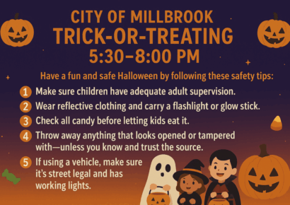 Millbrook announces trick-or-treating schedule, Halloween safety guidelines