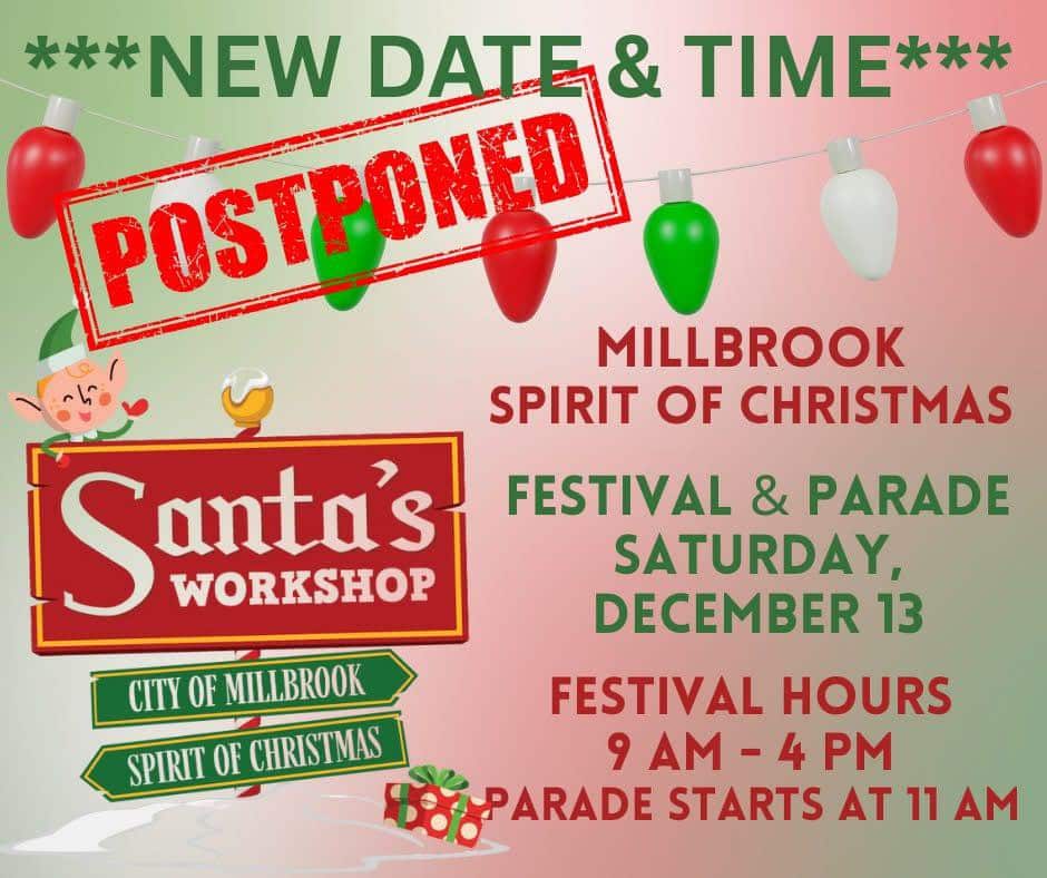 City of Millbrook reschedules annual Christmas festival, parade due to inclement weather